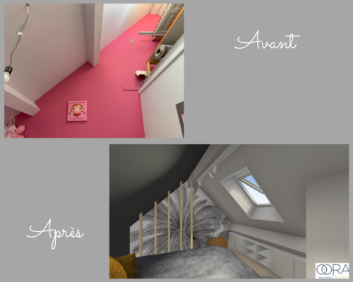 projet d'aménagement d'une chambre pour adolescente avec optimisation de l'espace et mobiliers conçus sur-mesure